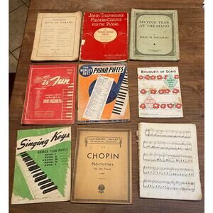 Vintage Piano Music Book Lot John Thompson Chopin Technic Is Fun Sheet Music 9
